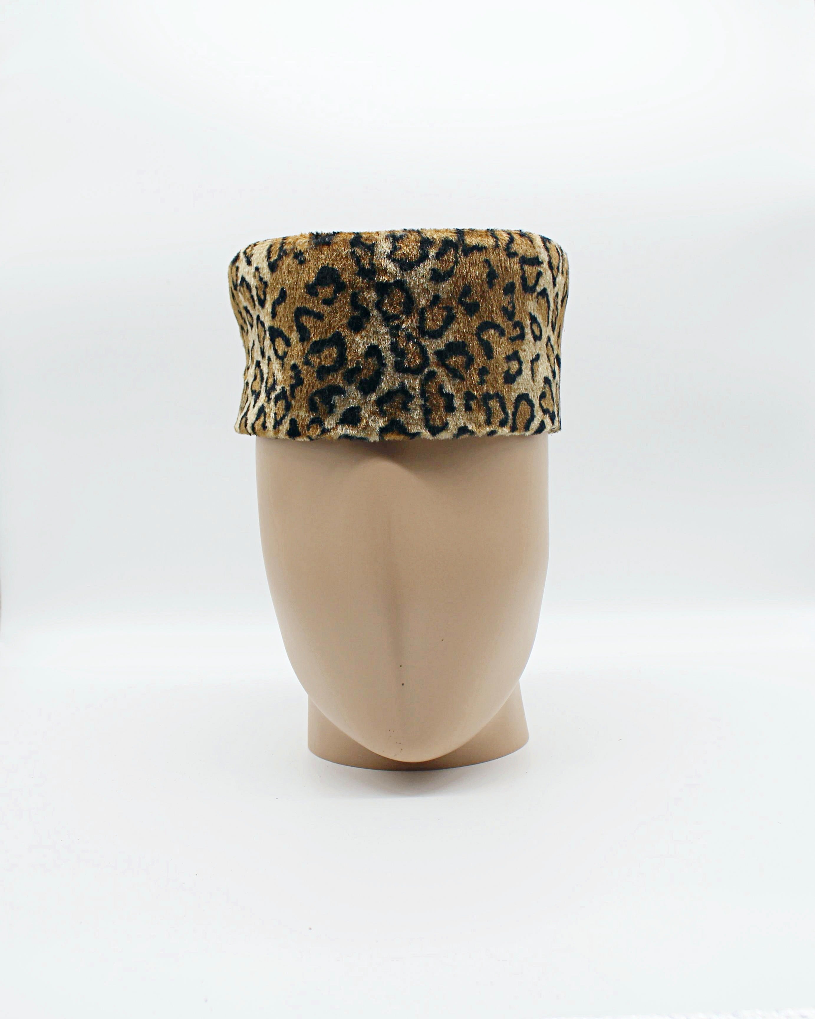 Leopard Print Velvet Hat for Men