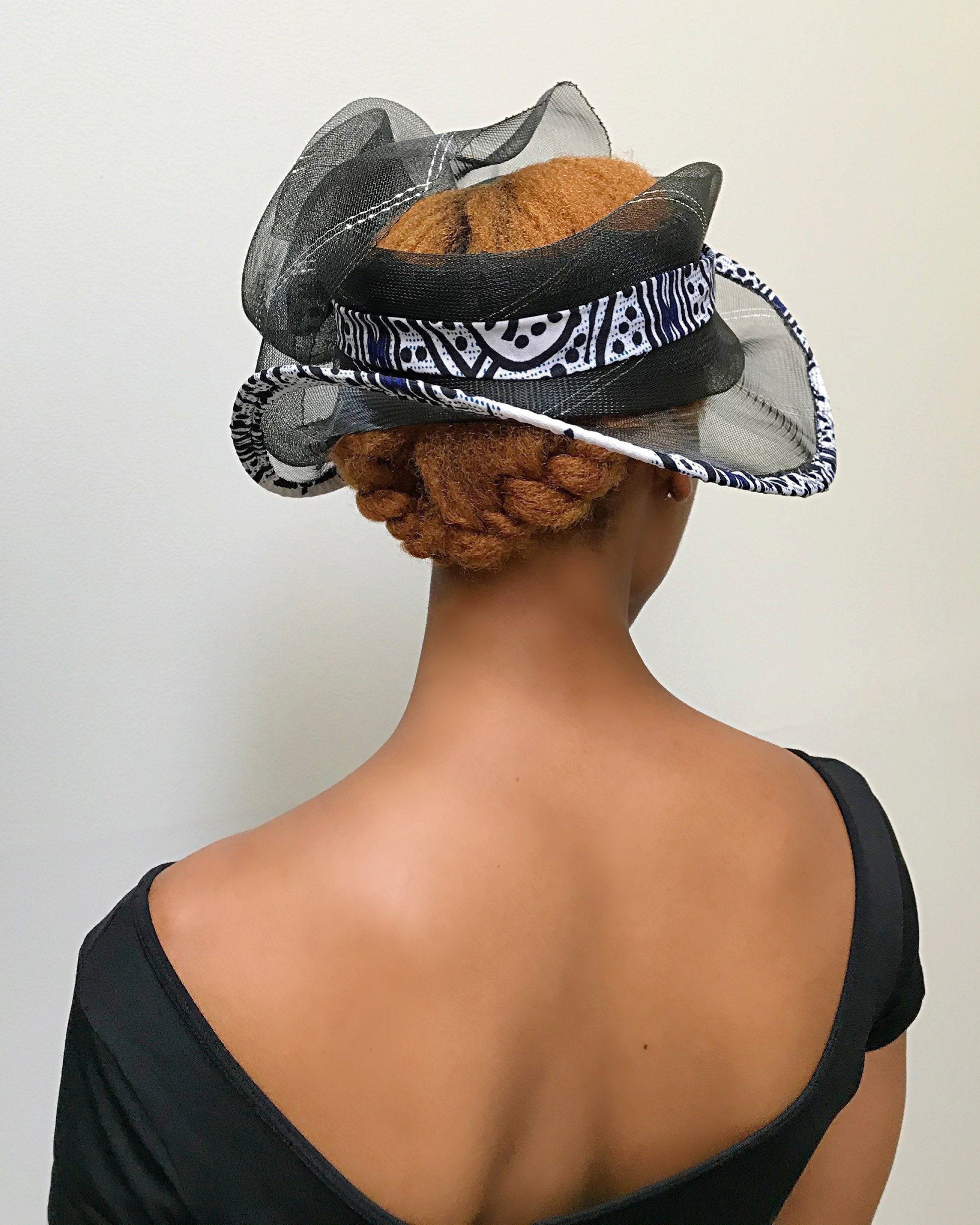 Zona African Print Church Hat - Black