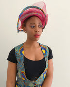 African Print Church Hat - Maroon / Peacock