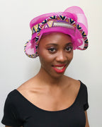 Makena African Print Church Hat - Pink