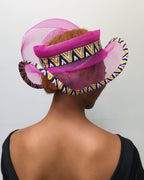 Makena African Print Church Hat - Pink