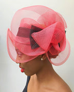 African Print Church Hat - Pink / Black