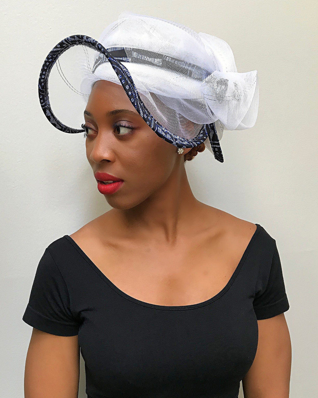 African Print Church Hat - White