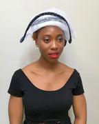 African Print Church Hat - White