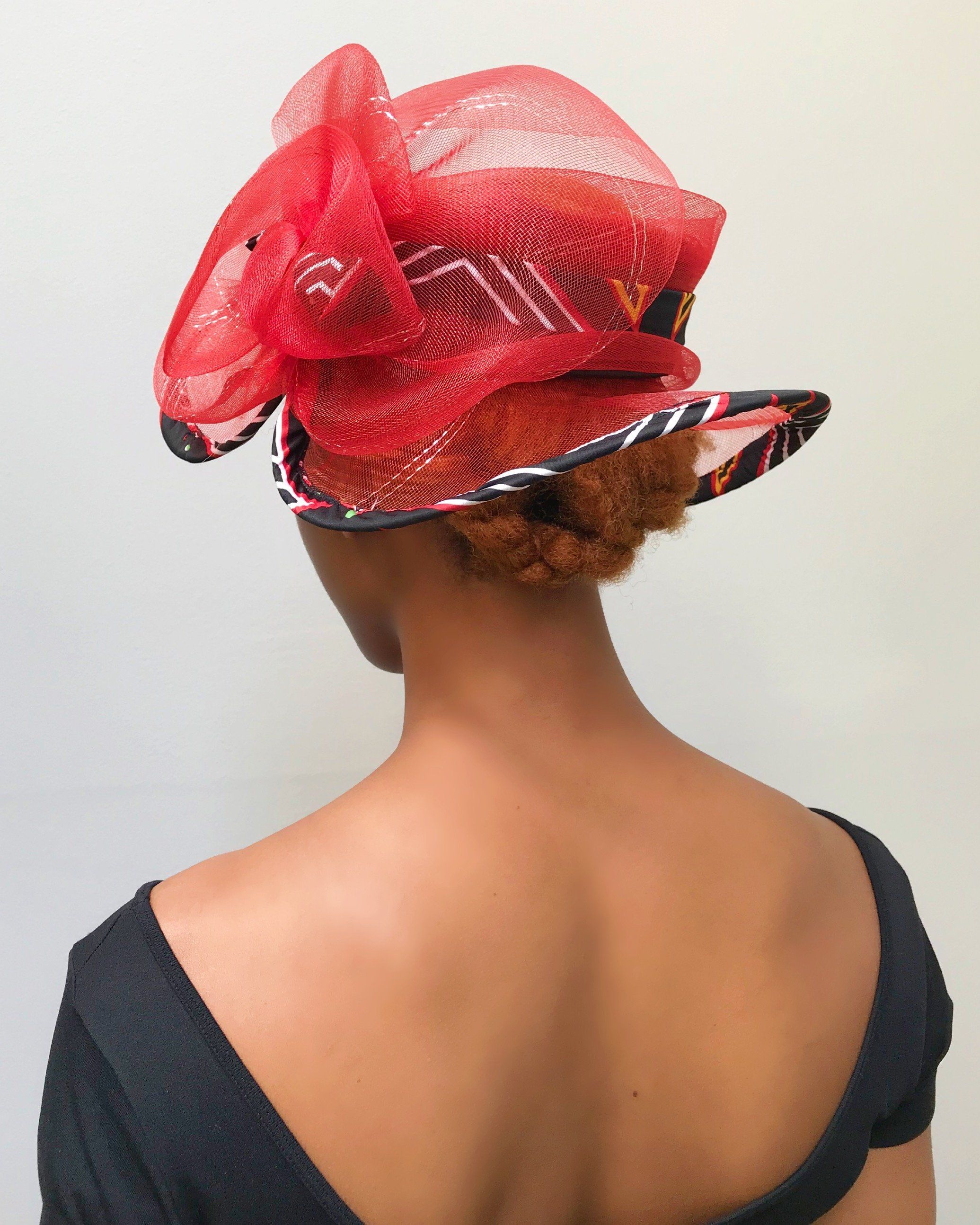 Toghu African Print Church Hat - Red