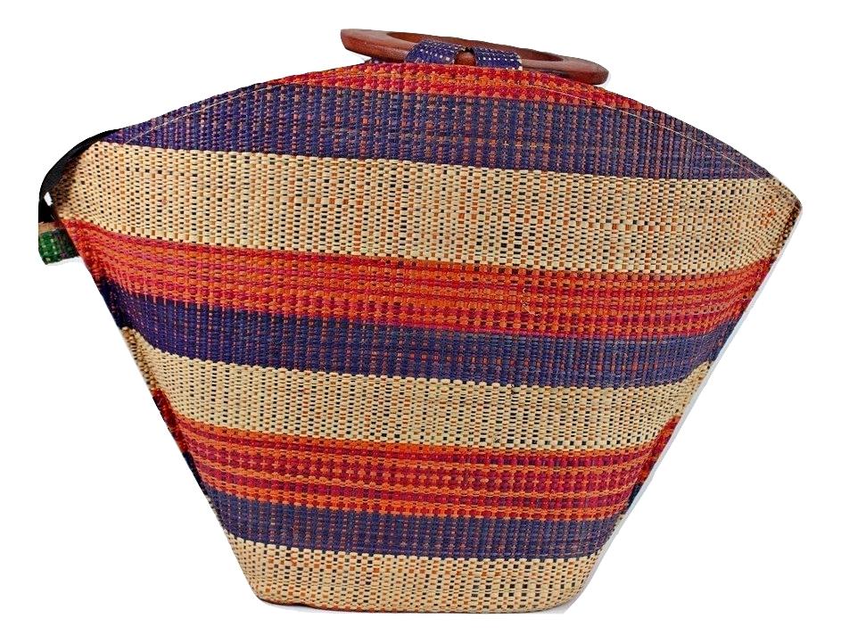 African Handmade Raffia Fibers Basket Handbag