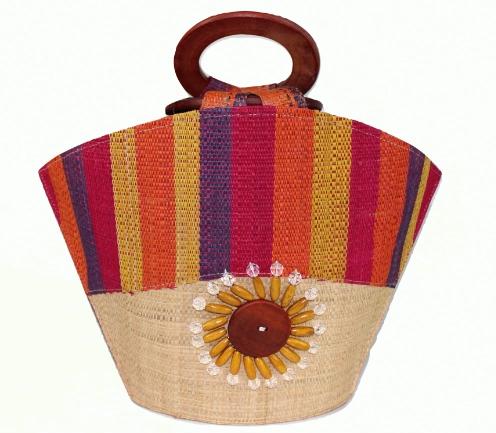 Handmade Raffia Fibers African Basket Bag