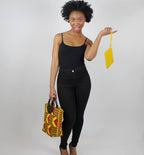 Kente African Print Bag with Purse - Yellow / Red / Green