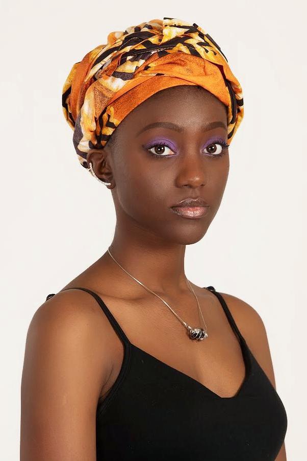 Ayo African Print Headwrap - Orange/Black