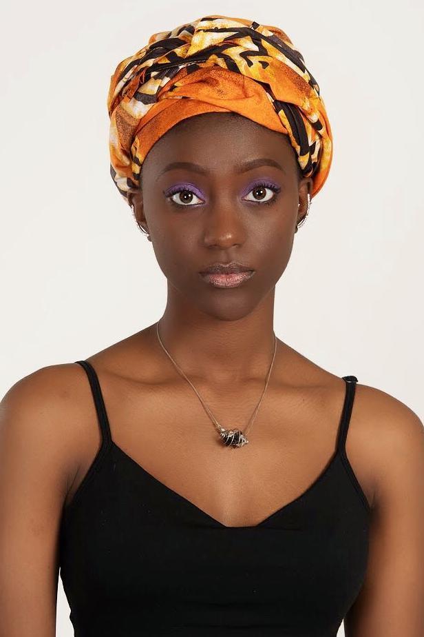 Ayo African Print Headwrap - Orange/Black