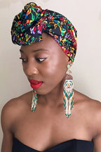 Fabia African Print Headwrap (Black / Floral)