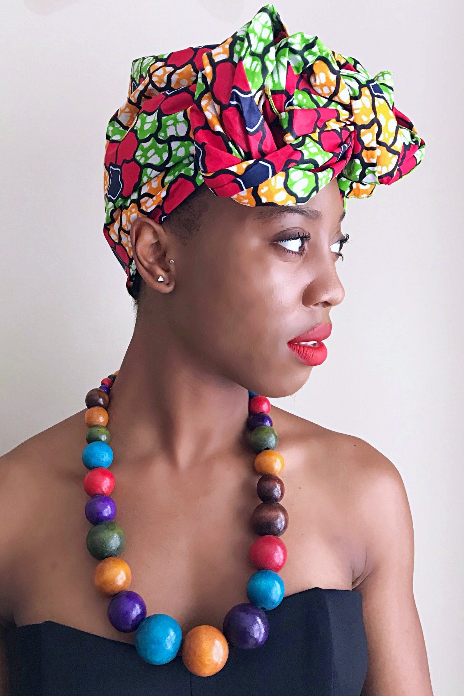 Rosita African Print Headwrap (Green / Red / Yellow)
