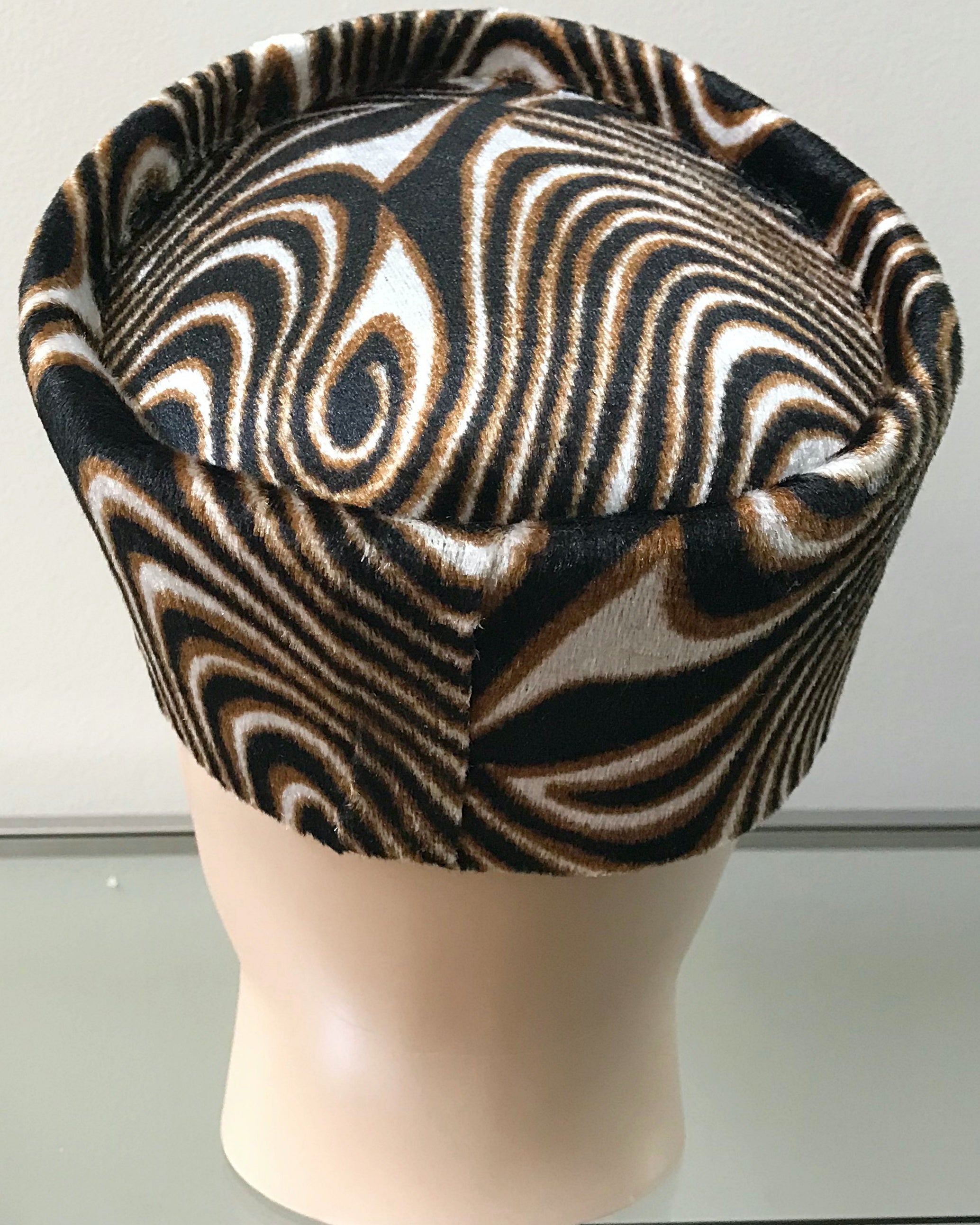 Brown & Silver Print African Kufi Hat for Men