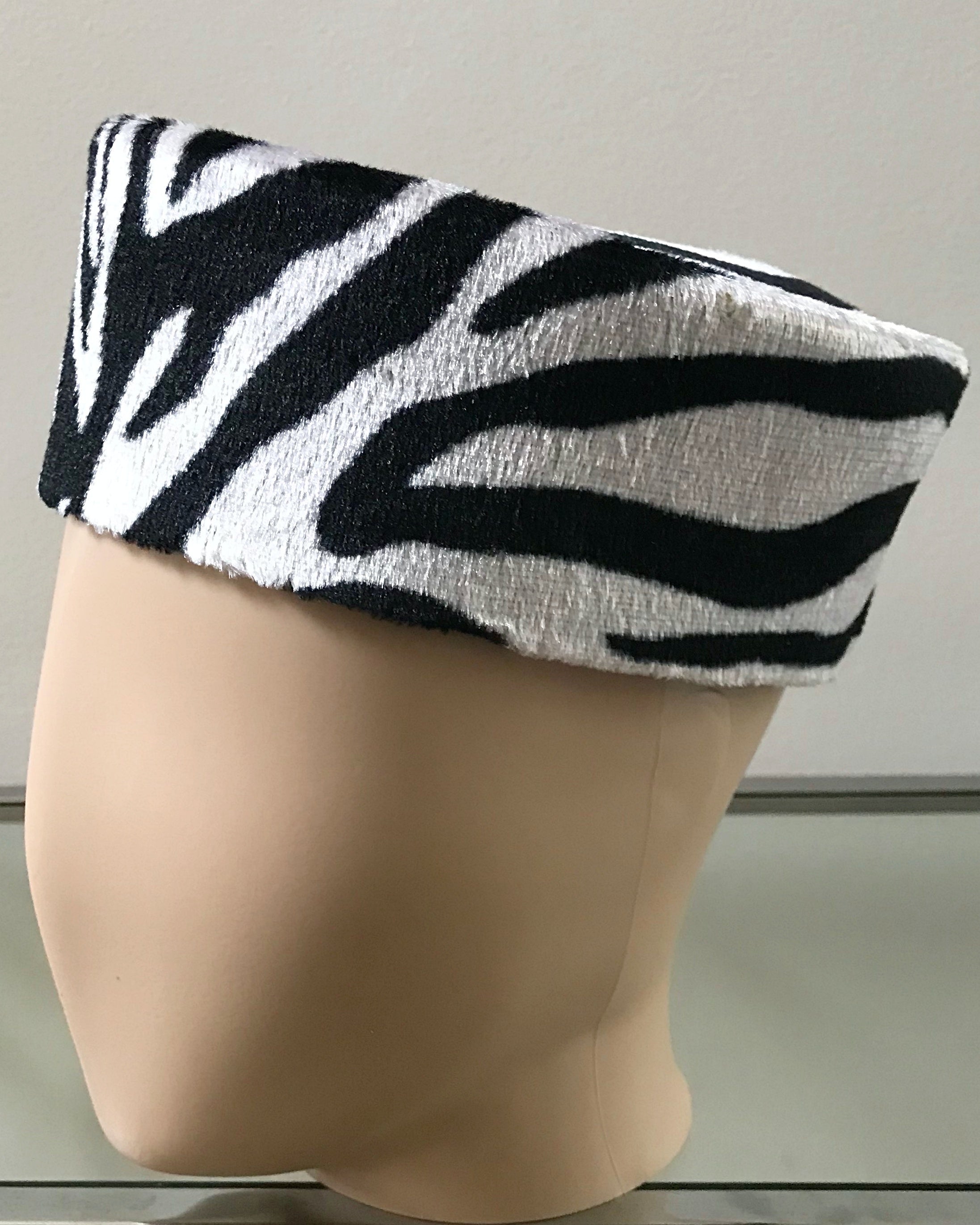 Zebra Print Velvet Hat for Men