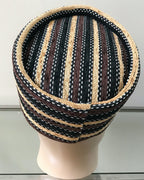 Brown & Black Stripe Print Velvet Hat for Men