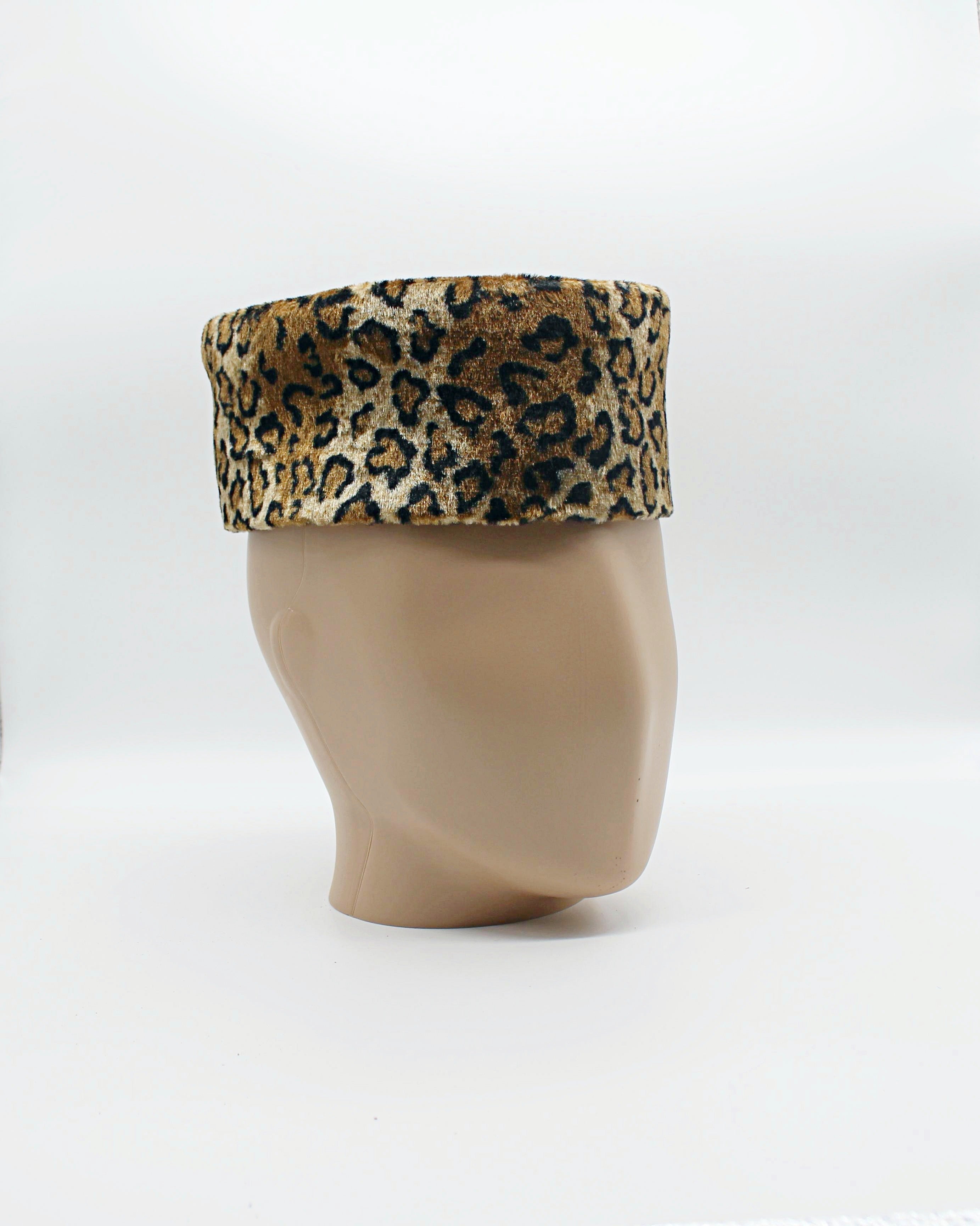 Leopard Print Velvet Hat for Men