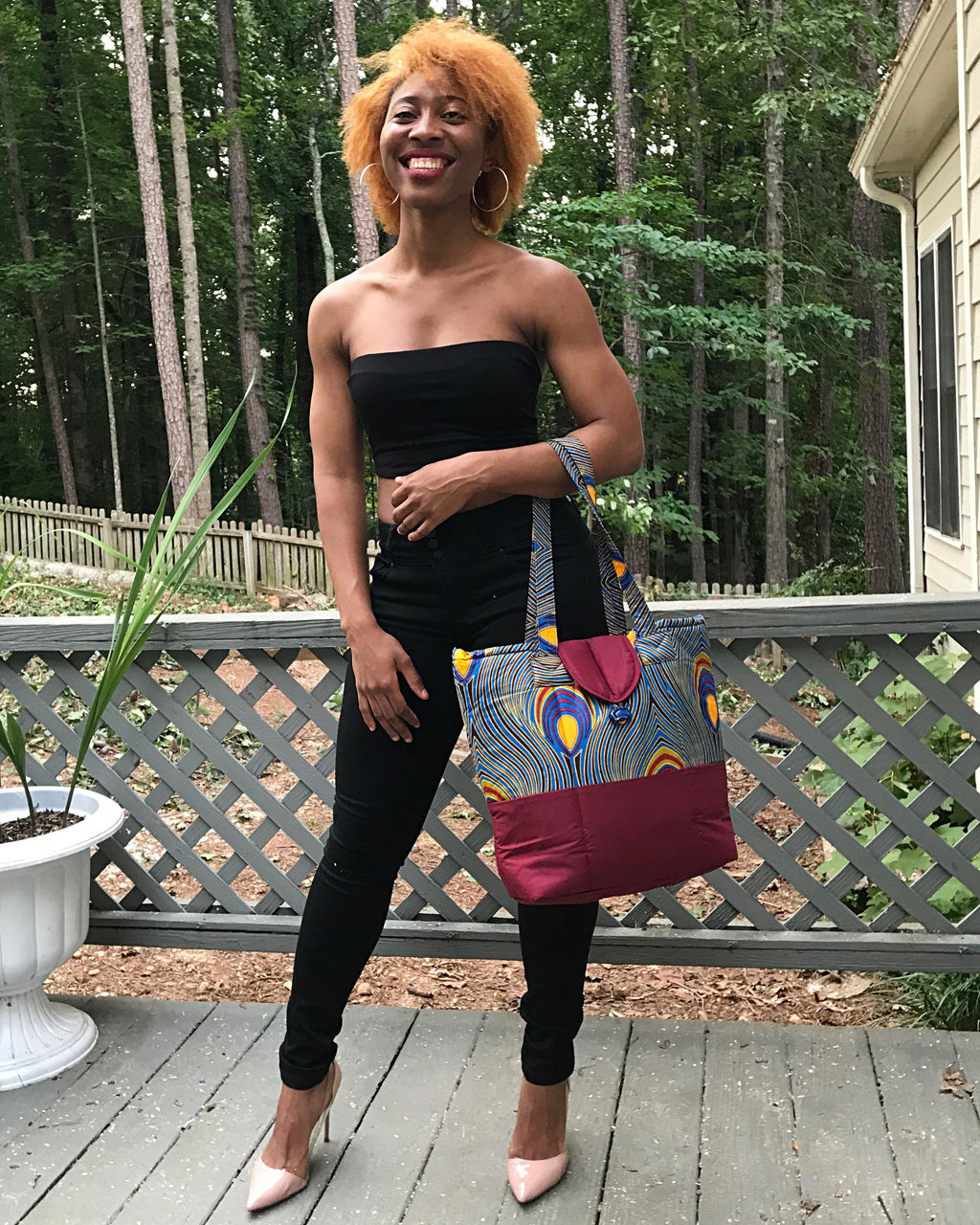 Peacock African Print Shoulder Bag