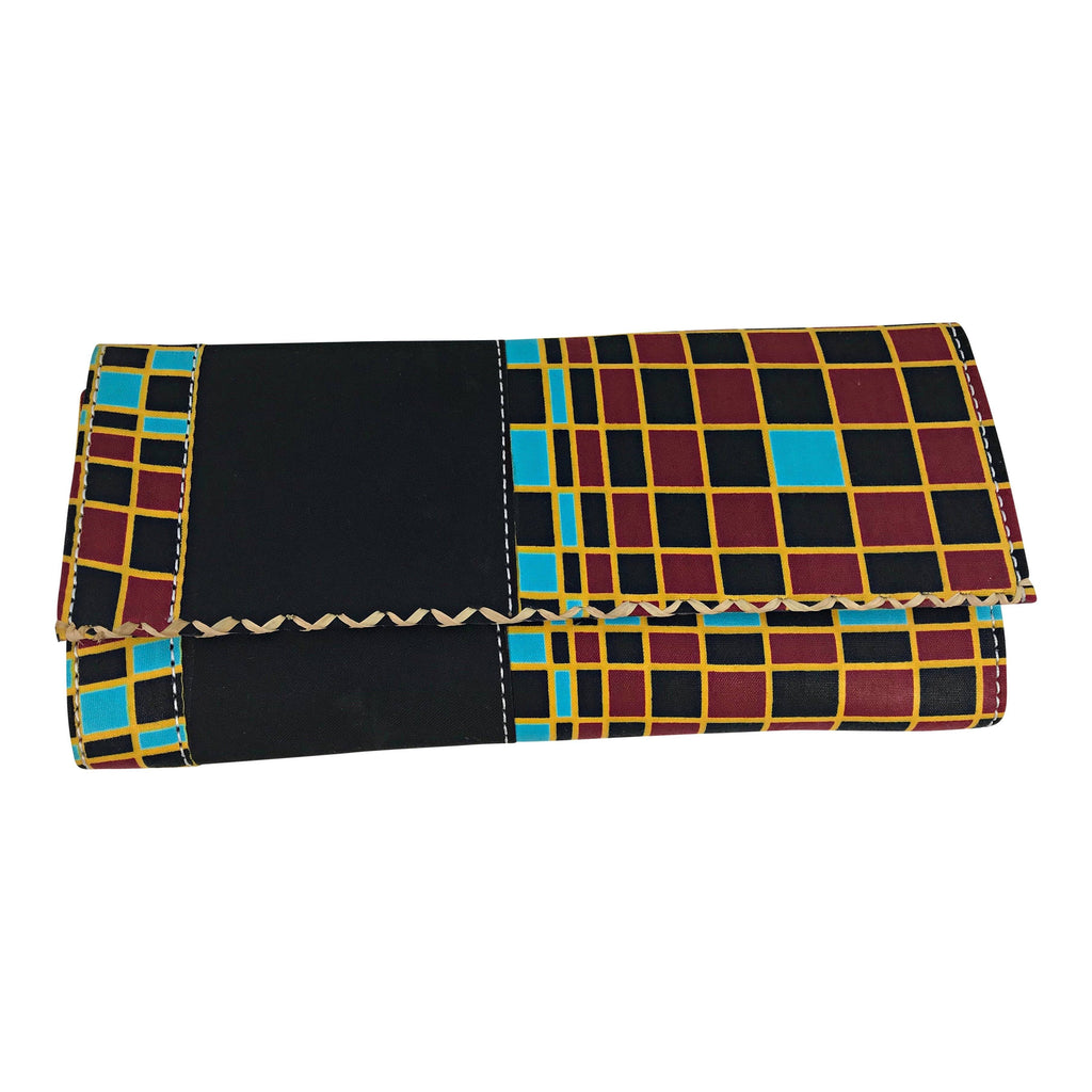 Hadja African Print Purse Wallet - Black / Red
