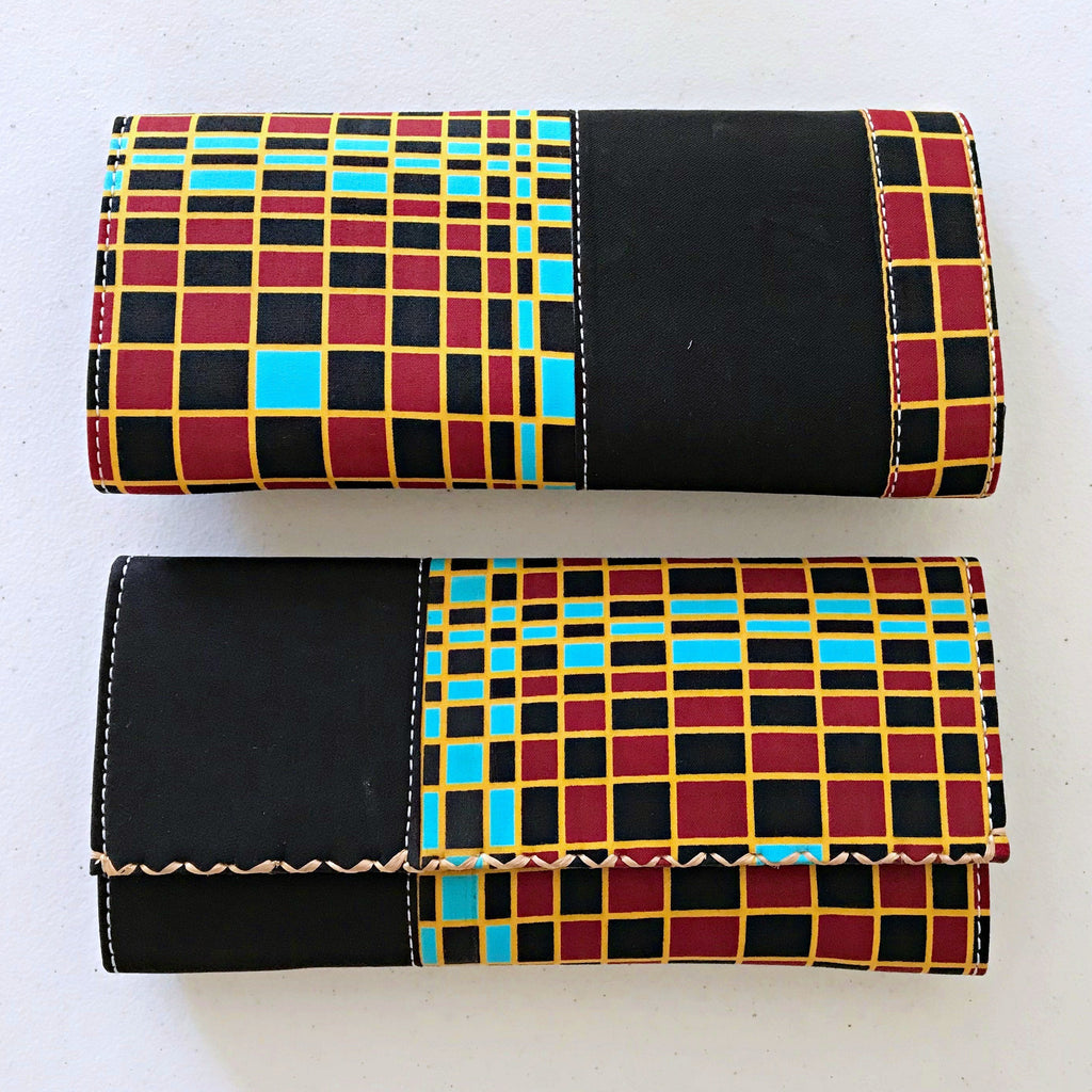 Hadja African Print Purse Wallet - Black / Red